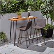 Noble House Penley Outdoor 3 Piece Acacia Wood Bar Set in Teak and Rustic Metal