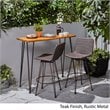Noble House Penley Outdoor 3 Piece Acacia Wood Bar Set in Teak and Rustic Metal