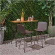 Noble House Penley Outdoor 3 Piece Acacia Wood Bar Set in Teak and Rustic Metal