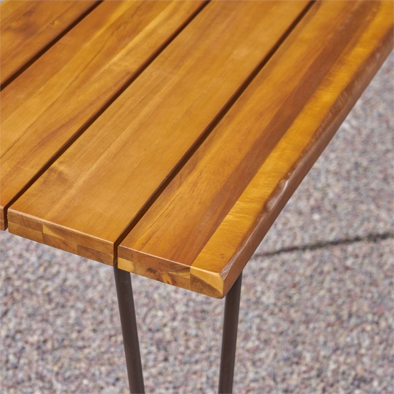 Noble House Penley Outdoor 3 Piece Acacia Wood Bar Set in Teak and Rustic Metal