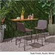 Noble House Penley Outdoor 3 Piece Acacia Wood Bar Set in Teak and Rustic Metal