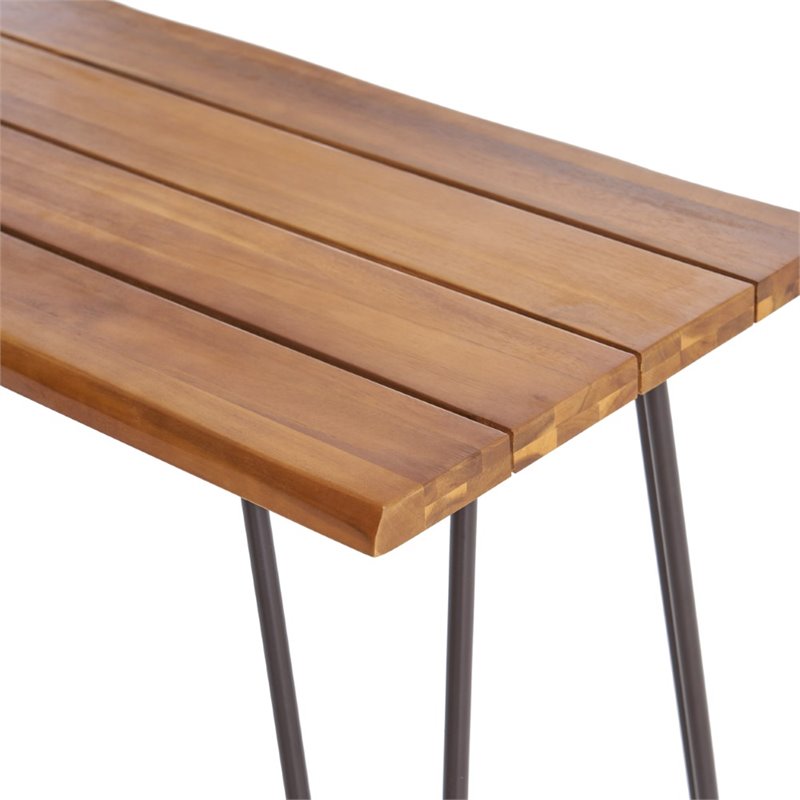 Noble House Penley Outdoor 3 Piece Acacia Wood Bar Set in Teak and Rustic Metal