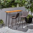 Noble House Penley Outdoor 3 Piece Acacia Wood Bar Set in Teak and Rustic Metal