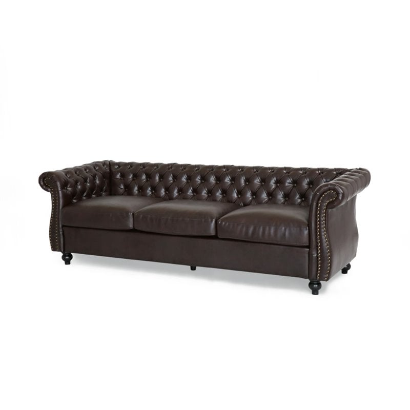 Noble House Somerville Chesterfield, Chesterfield Tufted Sofa Leather