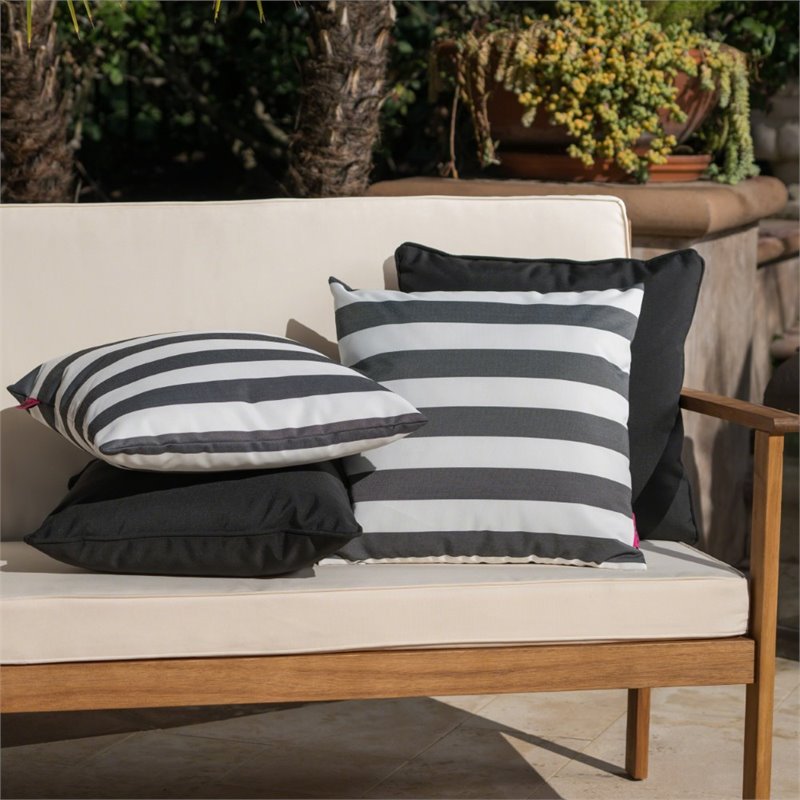 Noble House Coronado Black Outdoor Throw Pillow