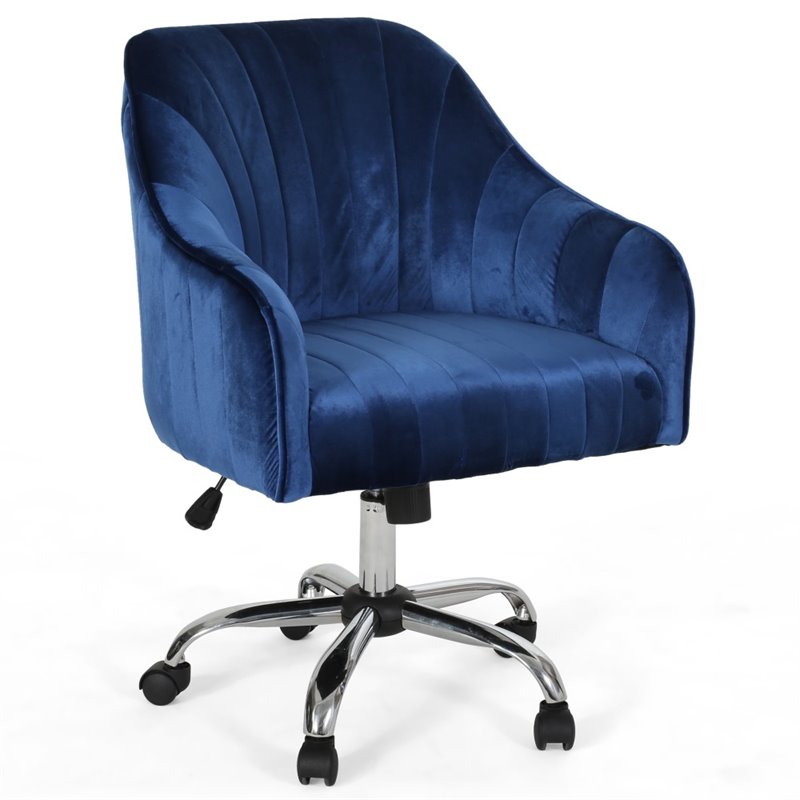 Navy Blue Velvet Desk Chair Roar Rabbit Pleated Swivel Chair Shop for and buy navy blue