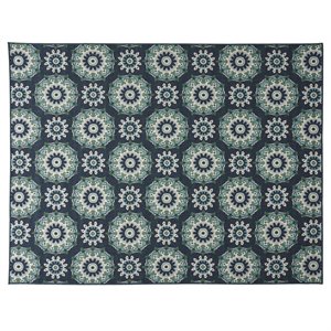 noble house marakesh outdoor medallion area rug in navy and green