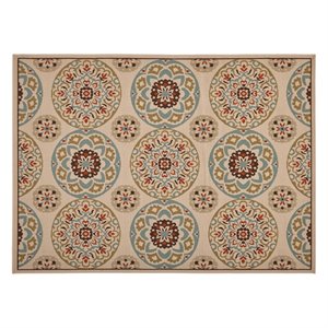 noble house oliver outdoor medallion area rug in ivory and multi
