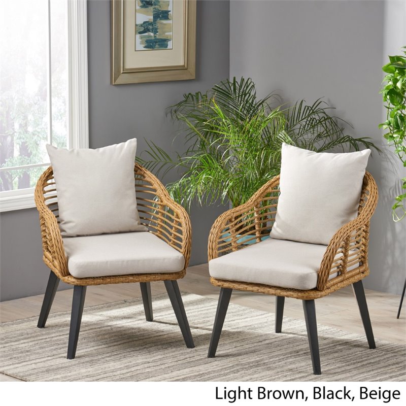 Noble House Tatiana Indoor Wicker Club, Indoor Wicker Chairs With Cushions