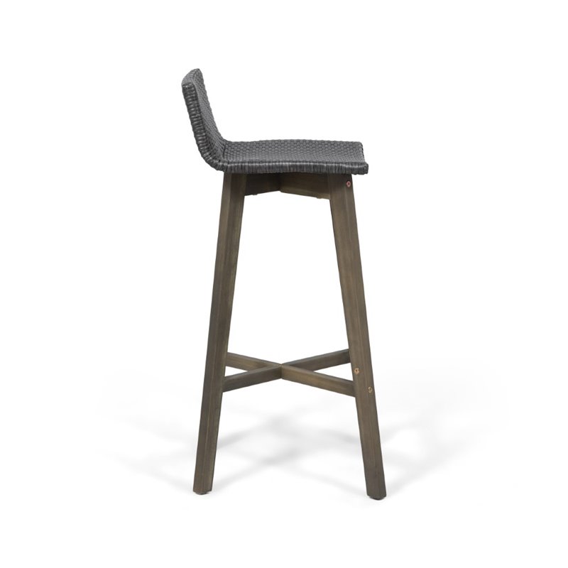 la brea outdoor acacia wood and wicker barstools