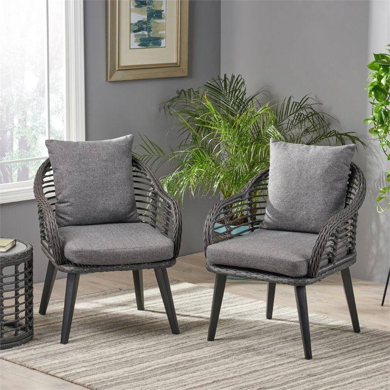 Noble House Tatiana Indoor Wicker Club, Indoor Wicker Chairs With Cushions