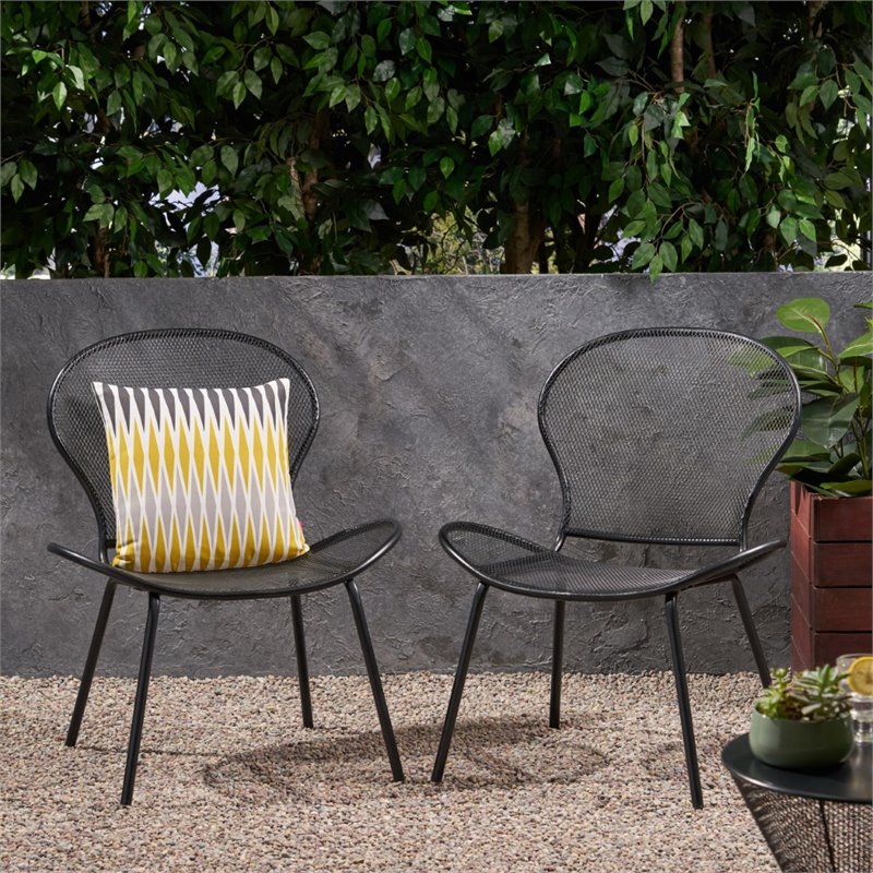 black metal outdoor club chairs