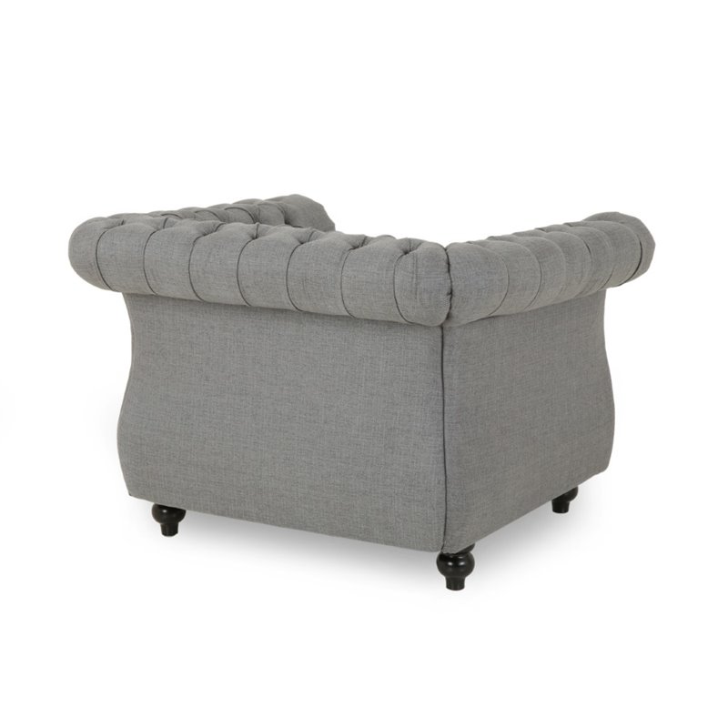 Noble House Westminster Chesterfield Fabric Club Chair in Dark Gray ...