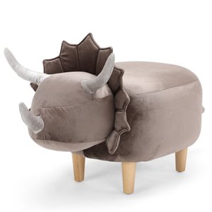 noble house britta velvet dinosaur ottoman in dark taupe and pearl