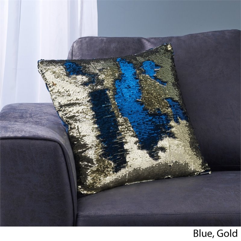 blue sequin cushion