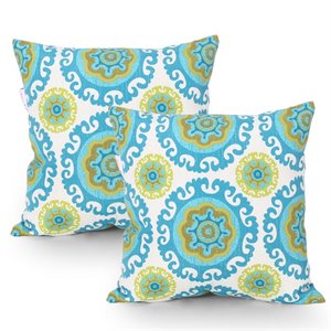 noble house loisada outdoor square fabric pillow in multi-color print (set of 2)