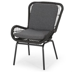 noble house pabrico outdoor wicker club chair in gray and dark gray (set of 2)