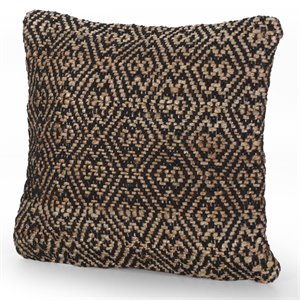 noble house arthington boho jute and cotton throw pillow in black
