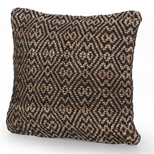 noble house arthington boho jute and cotton throw pillow in black (set of 2)