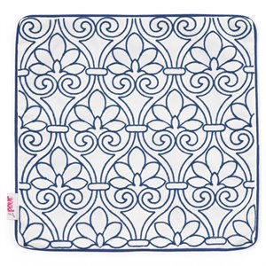 noble house baylor modern fabric throw pillow cover in navy blue and beige