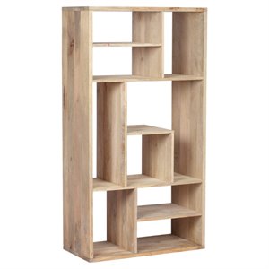 noble house banneker handcrafted modern mango wood bookcase in natural
