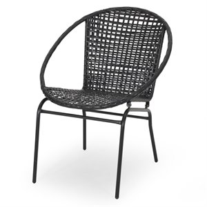 noble house java outdoor faux rattan club chair (set of 2)