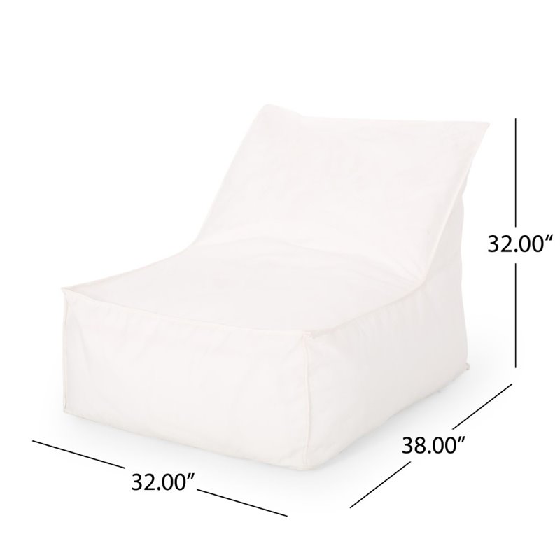 Noble House 3' Indoor Water Resistant Fabric Bean Bag Chair in White