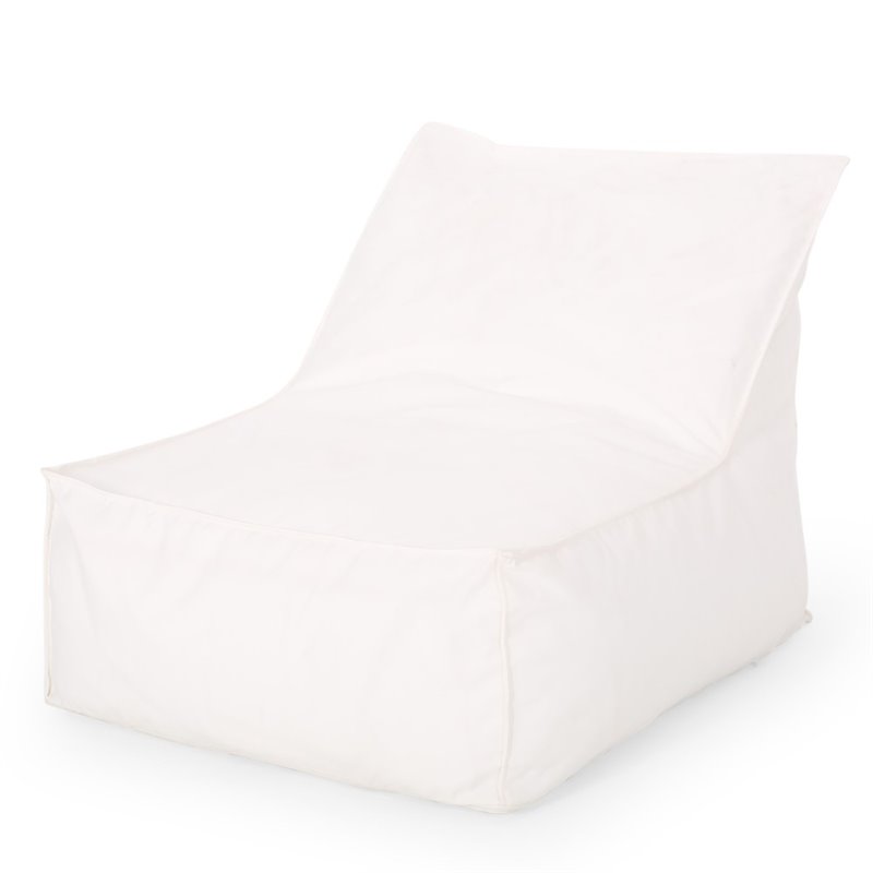 Noble House 3' Outdoor Water Resistant Fabric Bean Bag Chair in White