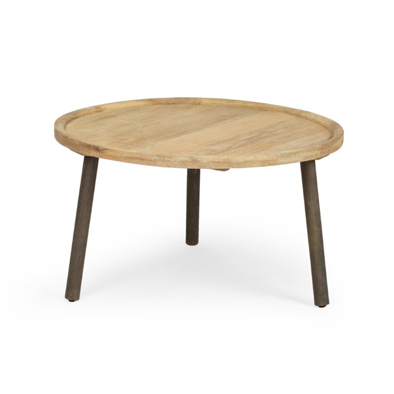 round raw wood coffee table