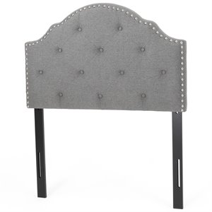 noble house cordeaux upholstered headboard in charcoal gray