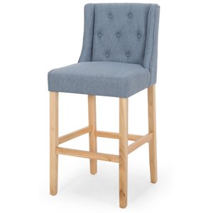 noble house lansglen button tufted fabric bar stool (set of 2)