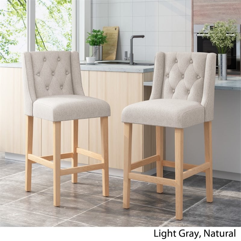 Gray fabric bar online stools