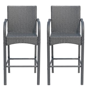 noble house cascada outdoor wicker barstool chair (set of 2)