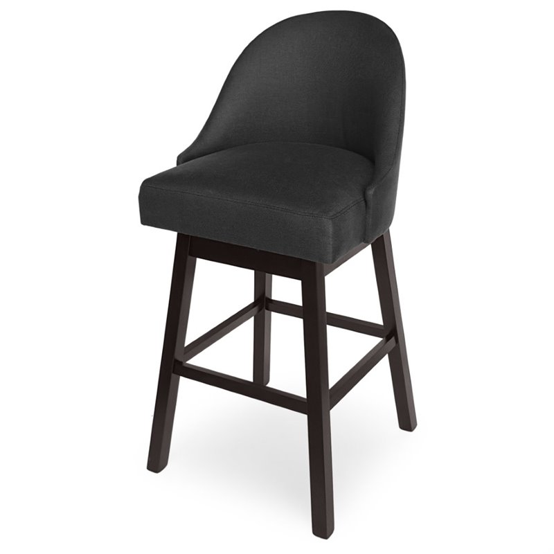 Noble House Boyd Modern Upholstered Swivel Bar Stool in Dark Charcoal