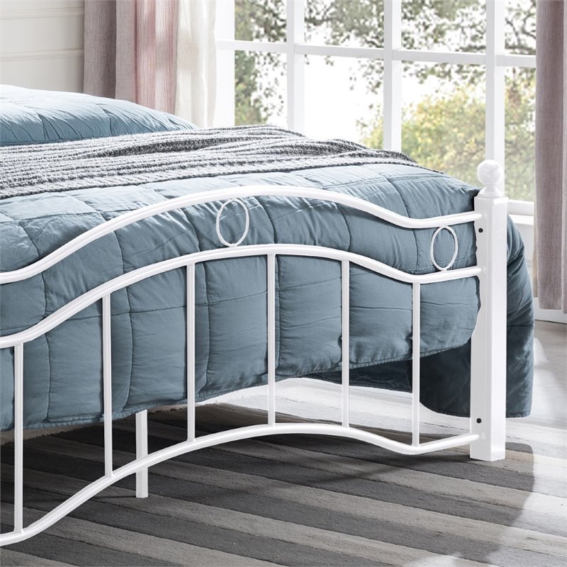 Noble House Bouvardia Contemporary Iron King Bed Frame in White 311368