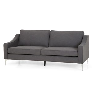 noble house cambria modern fabric sofa in dark granite and silver