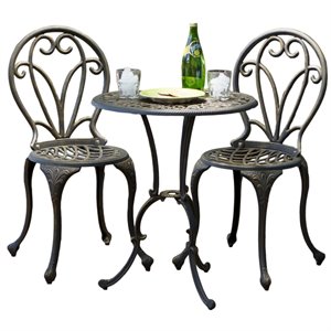 noble house thomas 3 piece outdoor cast aluminum bistro set in dark gold