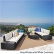 Noble House Santa Cruz 8 Piece Outdoor Wicker Sectional Sofa Set in Gray