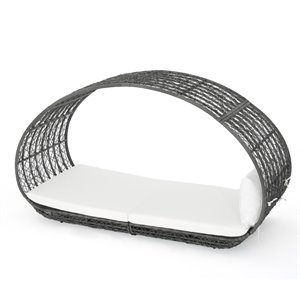 noble house boca grande outdoor wicker daybed in gray and white