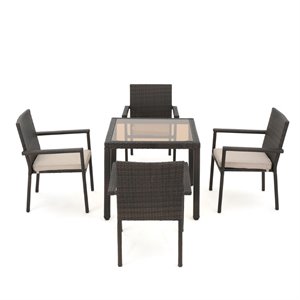 noble house san pico 5 piece outdoor wicker dining set in multibrown