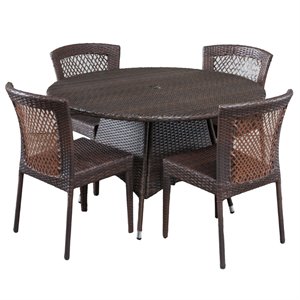 noble house bertha 5 piece outdoor dining set in brown