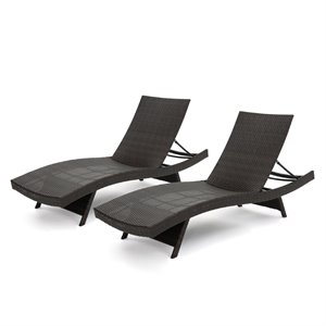 noble house salem outdoor wicker chaise lounge with cover (set of 2)