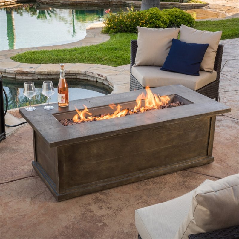 Noble House Anchorage 56" MGO Fire Table with Concrete Tank Holder in ...