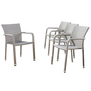 noble house dover outdoor aluminum stacking chairs in chateau gray
