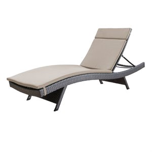 noble house salem outdoor adjustable wicker chaise lounge in beige