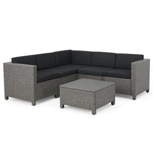 noble house puerta 6 piece outdoor wicker sectional sofa set