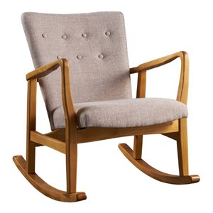 noble house callum mid century fabric rocking chair in wheat