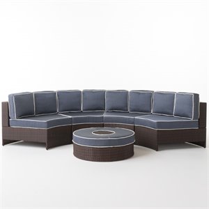 noble house madras saint luca 5 piece outdoor wicker sectional sofa set ii