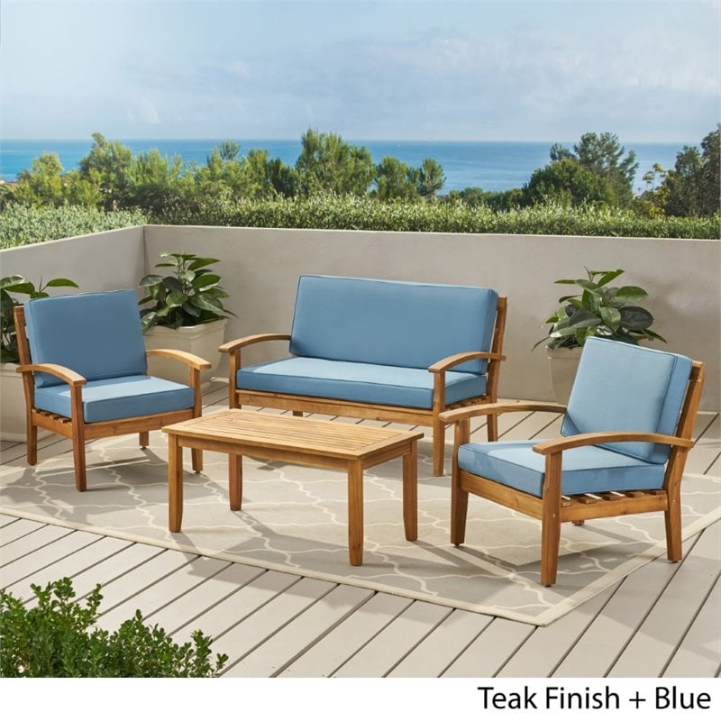 4 piece wood online patio set