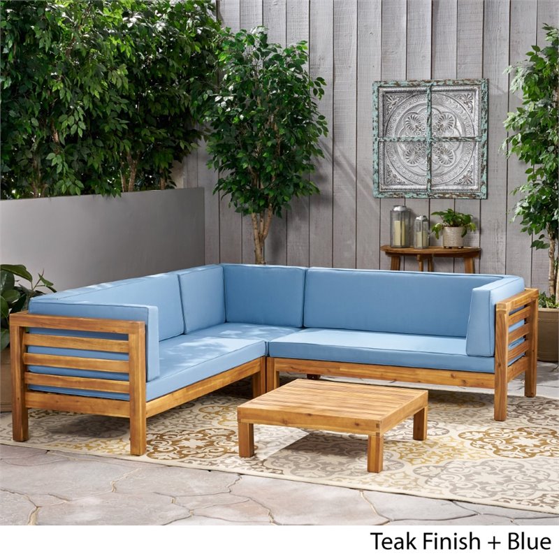 oana wooden 4 piece patio sectional sofa set